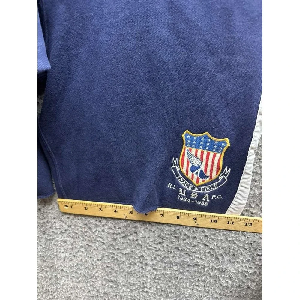 Vintage Polo Ralph Lauren Track & Field Drawstring Shorts Navy Blue Mens‎ Size S